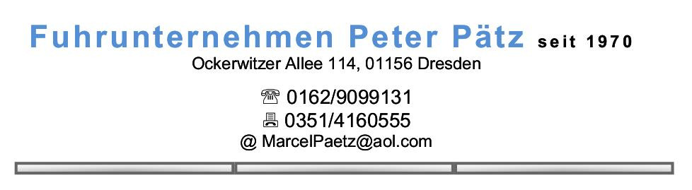 Sponsor Fuhrunternehmen Peter Pätz